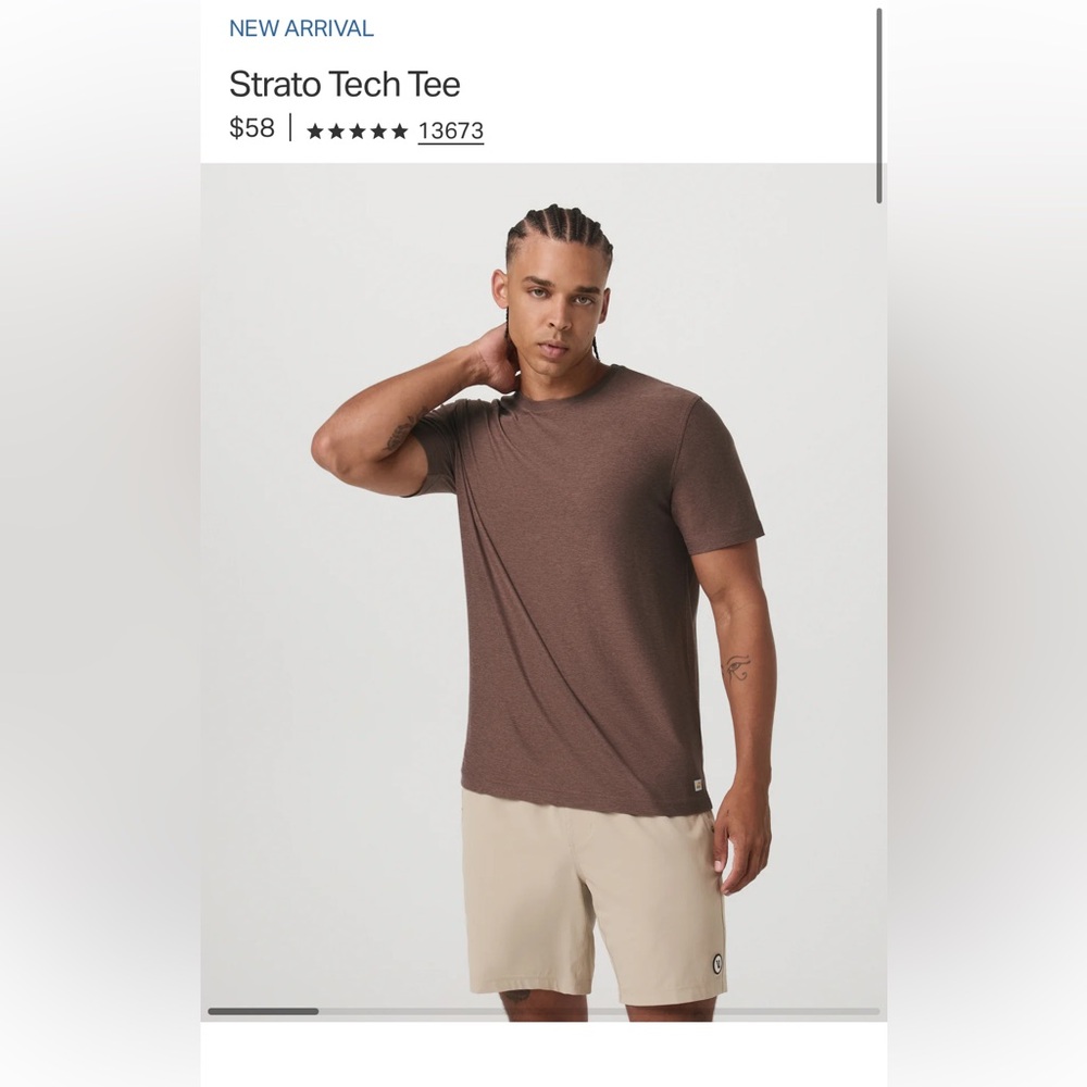 Vuori Men's Strato Tech maroon Short Sleeve Tee